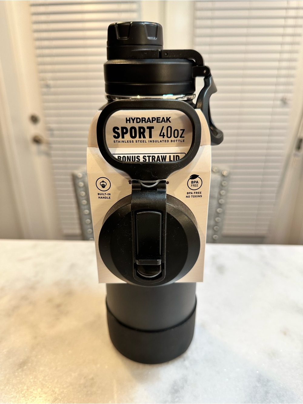 Hydrapeak Sport 40oz Black Limited Edition Dual Top Stainless Steel Tumbler